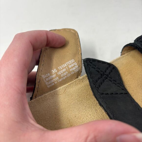 Dansko Shoes Women's 36 (5.5-6) Black Leather Maddy Slip On Sandals‎ Adjustable - Picture 9 of 9